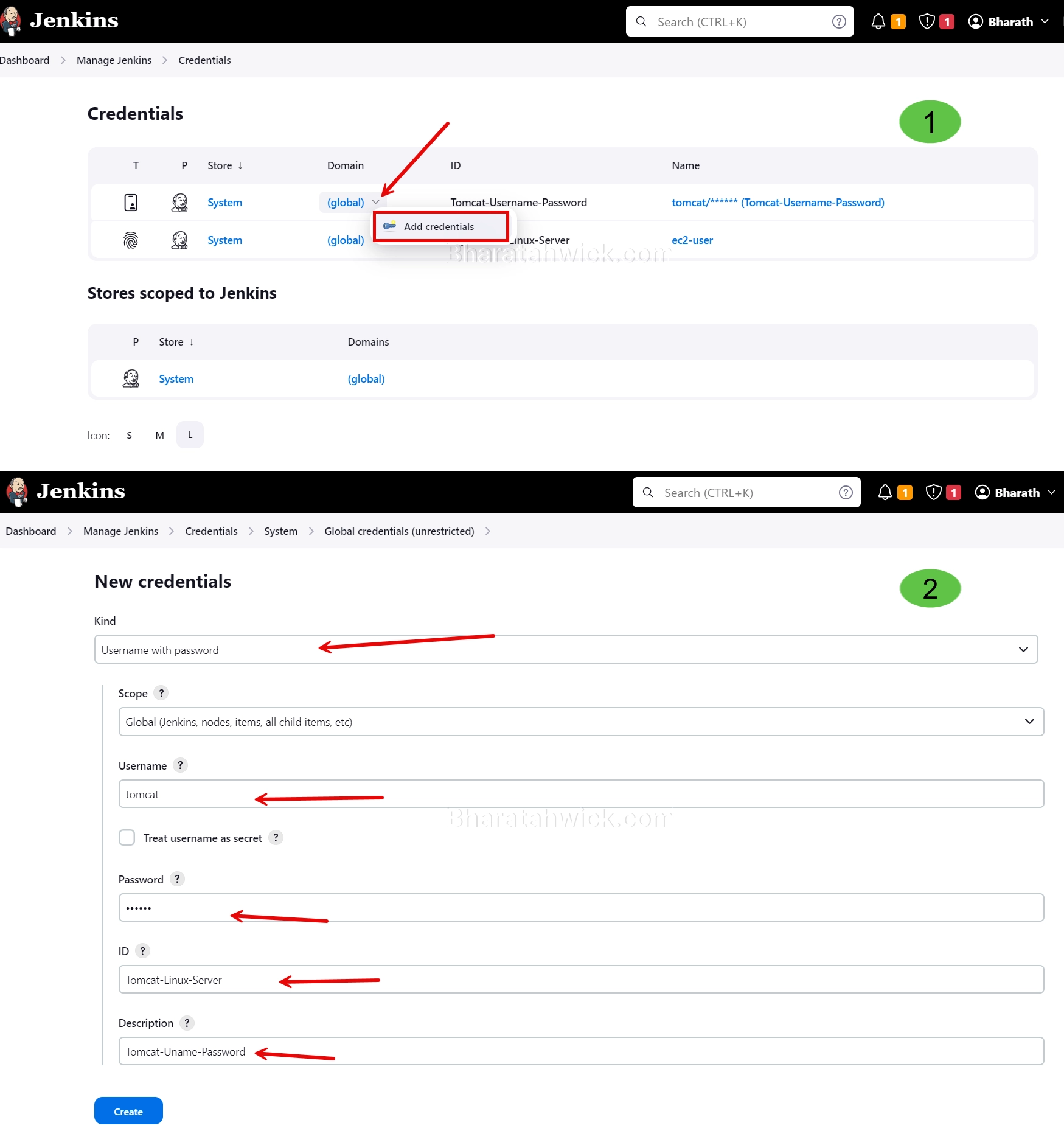 how to add tomcat credentials in jenkins