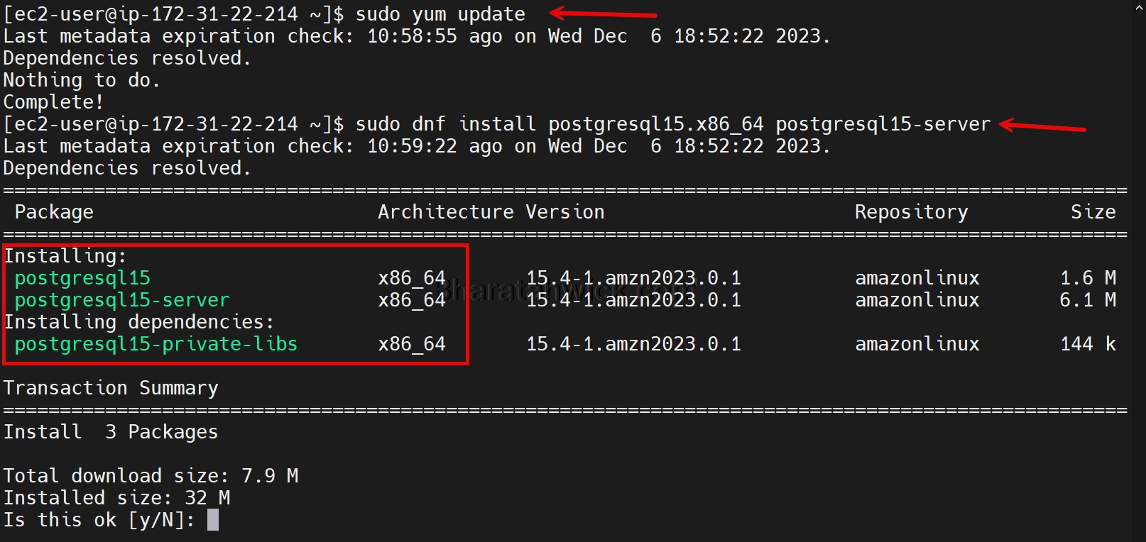 how to install postgresql on aws linux